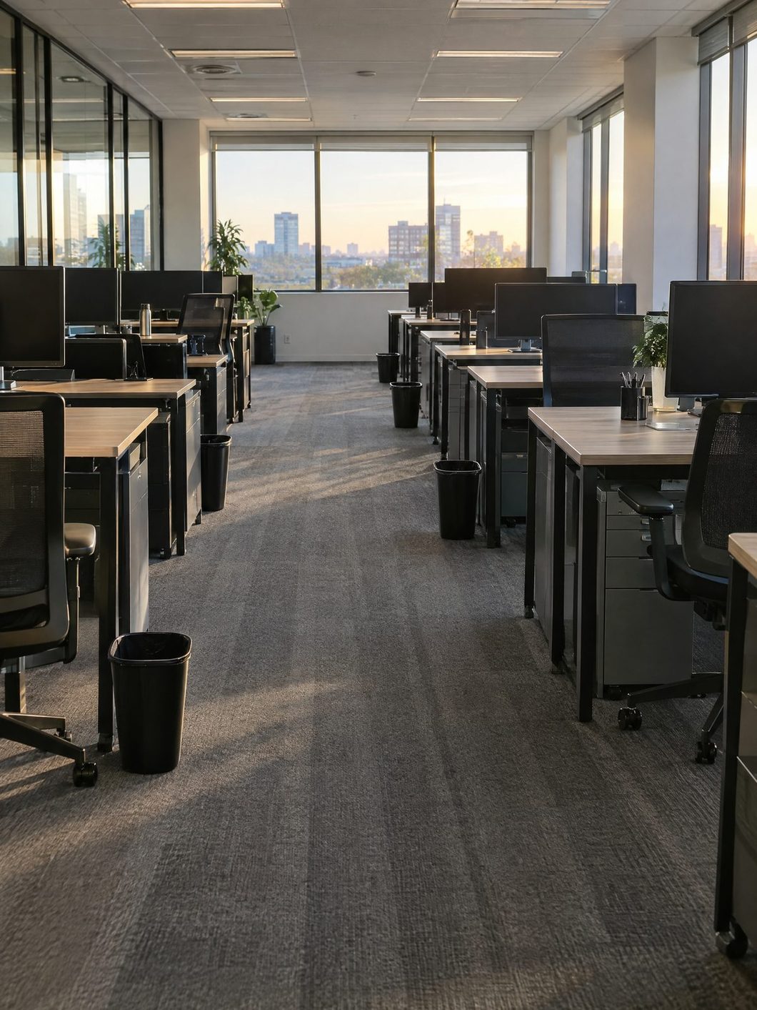 Open-plan office after a night clean