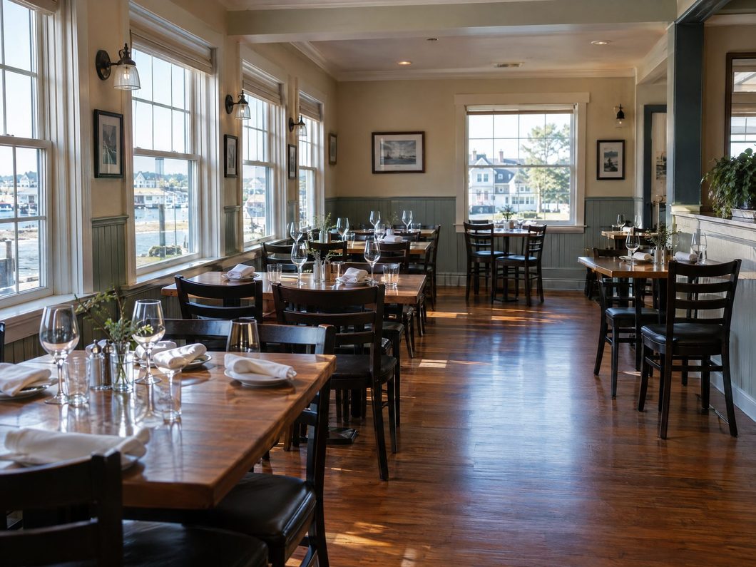 Restaurant dining room reset and spotless before opening